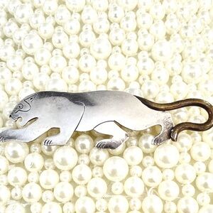 925 Sterling Silver Mexico Black Panther vintage early 90s